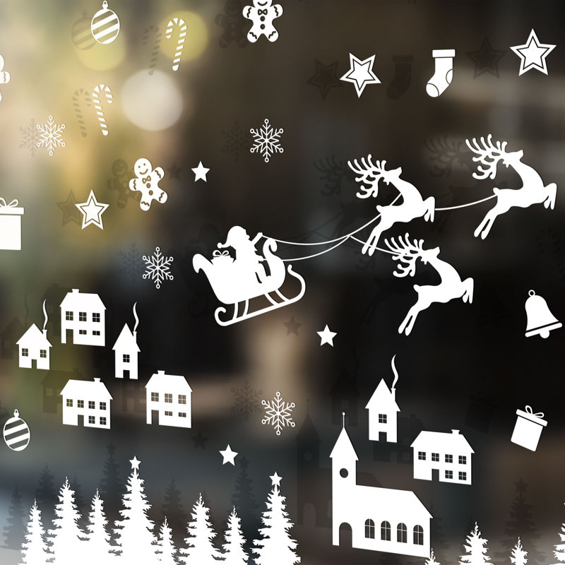 Adhésif de fenêtre écologique avec décorations de Noël blanches