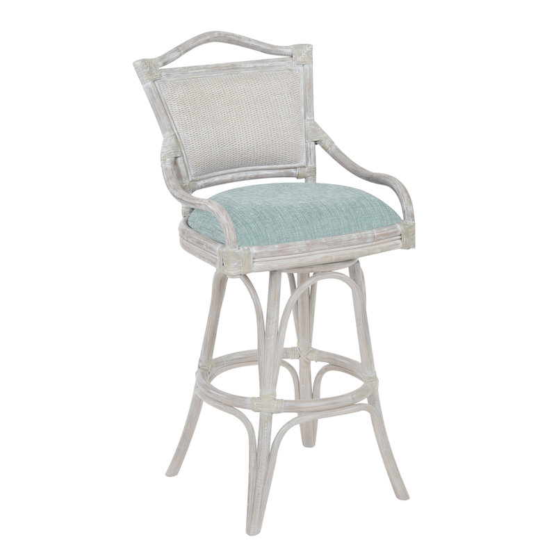 Cilurso Swivel Upholstered Counter Stool, Light Teal Blue