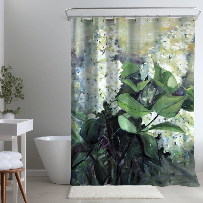 Floral – Polyester Shower Curtain, Dye Sublimation Print, 71" W × 74" L