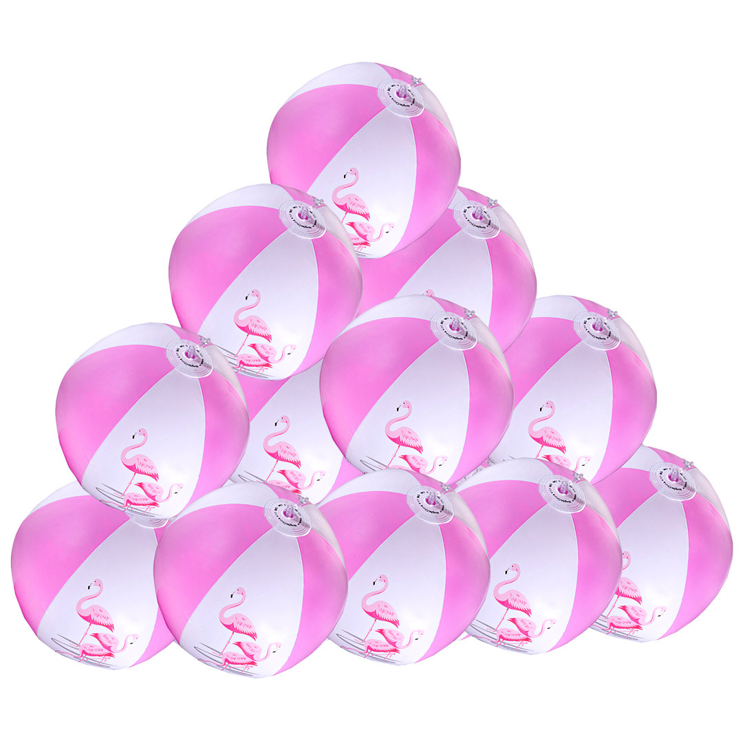 Big Mo's Toys 16" Pink Flamingo Party Pack Inflatable Beach Balls Party Toys (Set of 12) Big Mo's Toys 