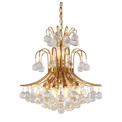 Traditional 10 Light Bronze Crystal Chandelier