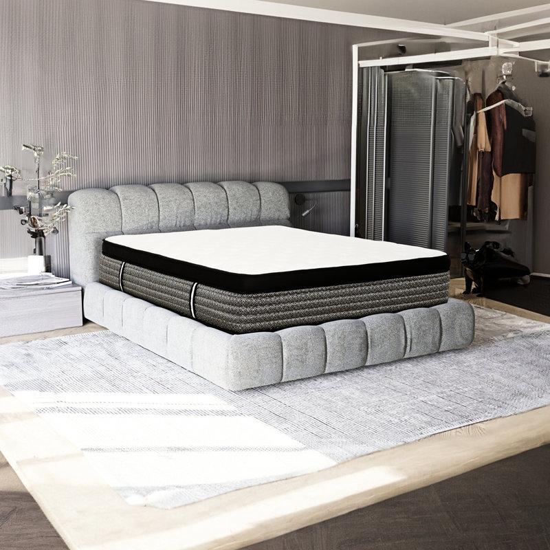Grand matelas de 16 po, mousse à mémoire de forme gélifiée Euro Top, système de ressorts ensachés, technologie de refroidissement, transfert de mouvement faible, technologie de chambre à coucher moderne