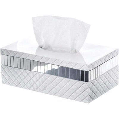 Couvre boîte de mouchoirs rectangulaire en miroir matelassé
