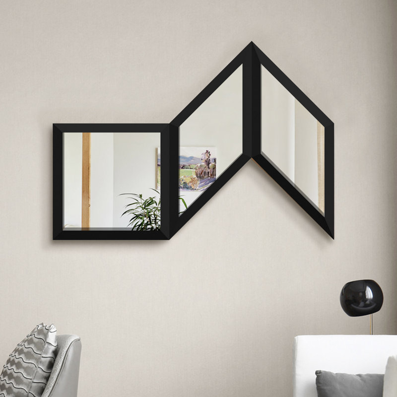 Wood Flat Wall Mirror with Hooks