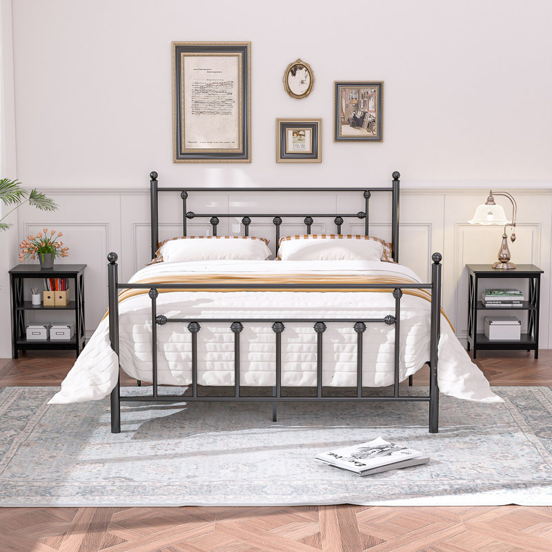Kempst Steel Piece Bedroom Set, Full, Black