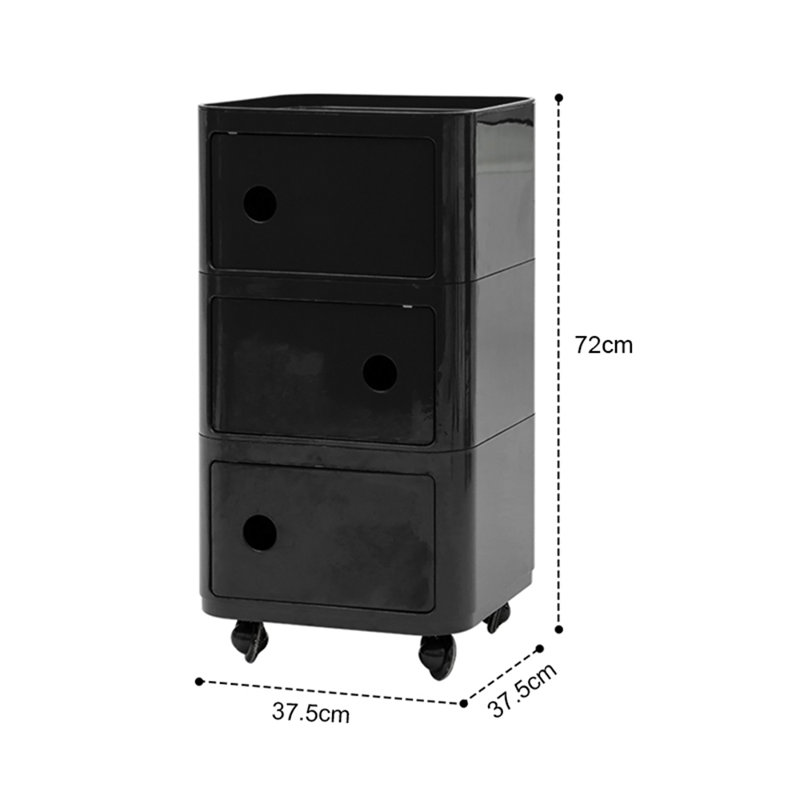Linetta Side Table with Storage, Black
