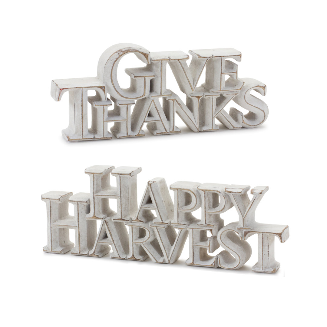 Happy Harvest and Give Thanks Tabletop Sign (Set of 2) (Set of 2) The Holiday Aisle®
