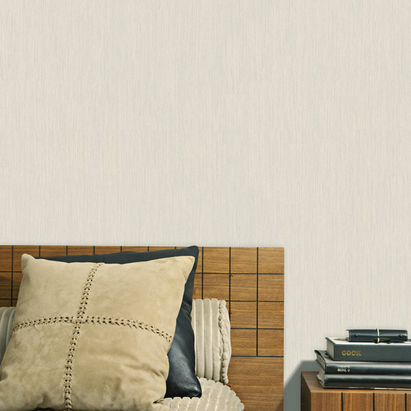 Earth Collection Textured Strands Effect Wallpaper Roll, Cream