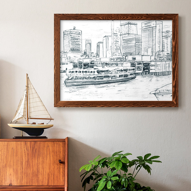 Ferrybatches IV, peinture sur toile encadrée, Érable, H 22 po x l 32 po x P 1,5 po