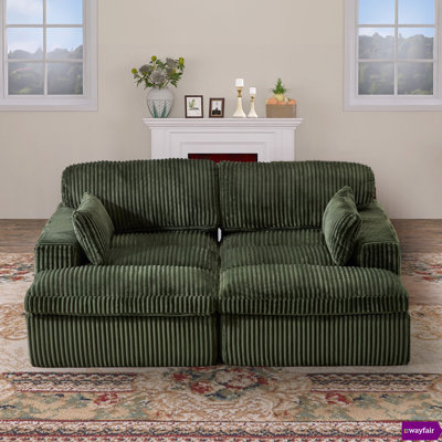 Brinae Boneless 41.34"W Fully Compressed Deep Seat Corduroy Double Sofa