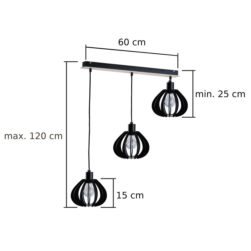 Parma 3 - Light Kitchen Island Pendant, Black