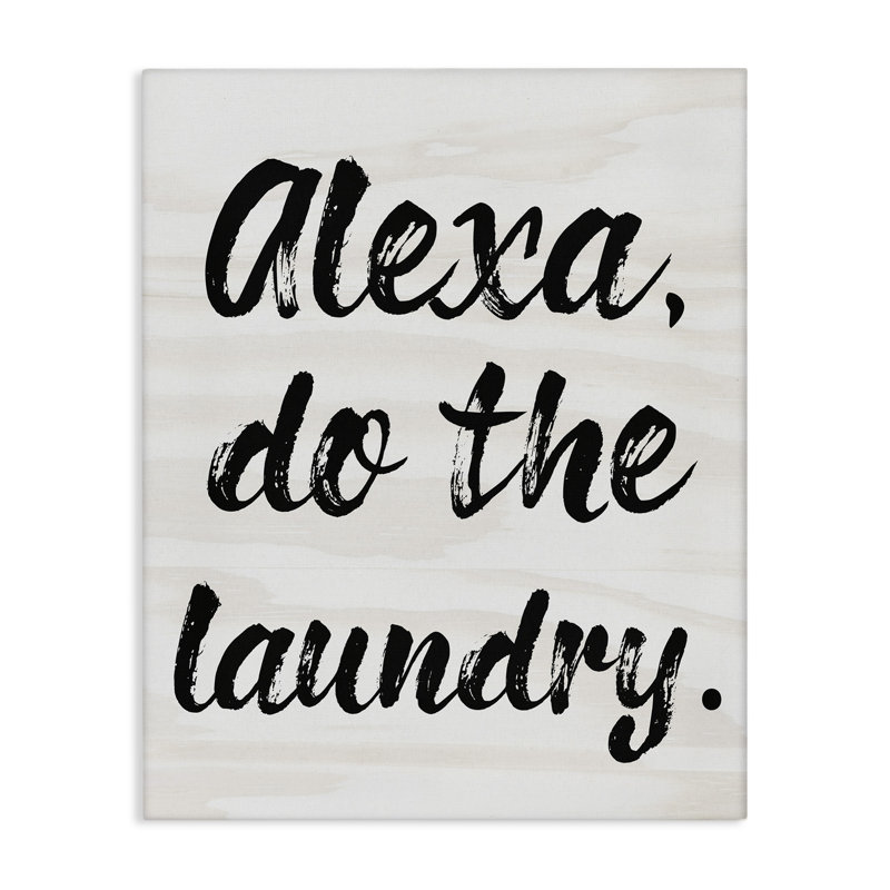 «Alexa Do The Laundry», art mural surdimensionné surdimensionné au pinceau noir et blanc par Daphne Polselli