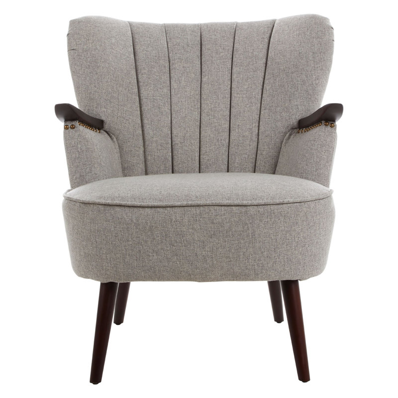 Alder Creek Upholstered Wingback Chair, Taupe, Walnut