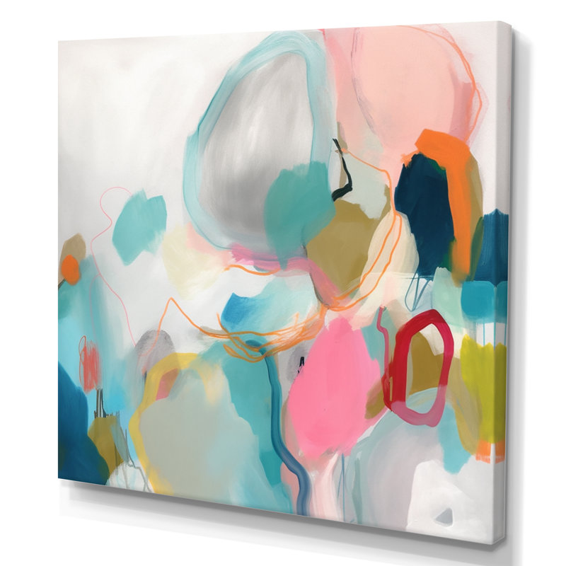 «Pink Blue Minimalims Fludity II», art minimaliste abstrait sur toile, H 24 po x l 24 po x P 1 po, Toile tendue