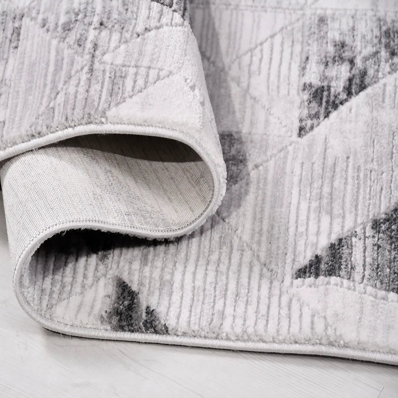 Tapis en polypropylène gris moderne Jalura résistant aux taches et facile à nettoyer, 5 pi x 7,5 pi