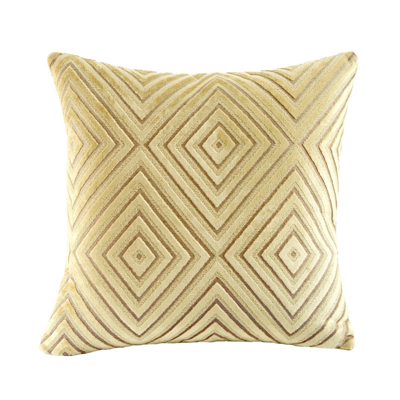 Set of 2 diamond-patterned embossed design throw pillow 18"x18" with INSERTs, Yellow
