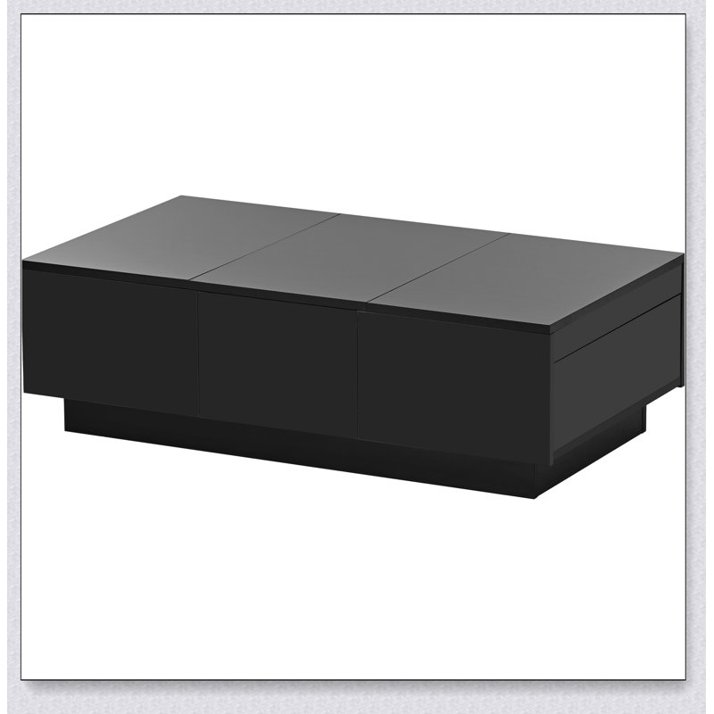 Table basse multifonctionnelle avec 2 grands compartiments de rangement cachés, Noir