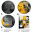 Jaune et noir, géométrie rayonnante, collage I - abstrait, collage, art mural en métal-2054954867