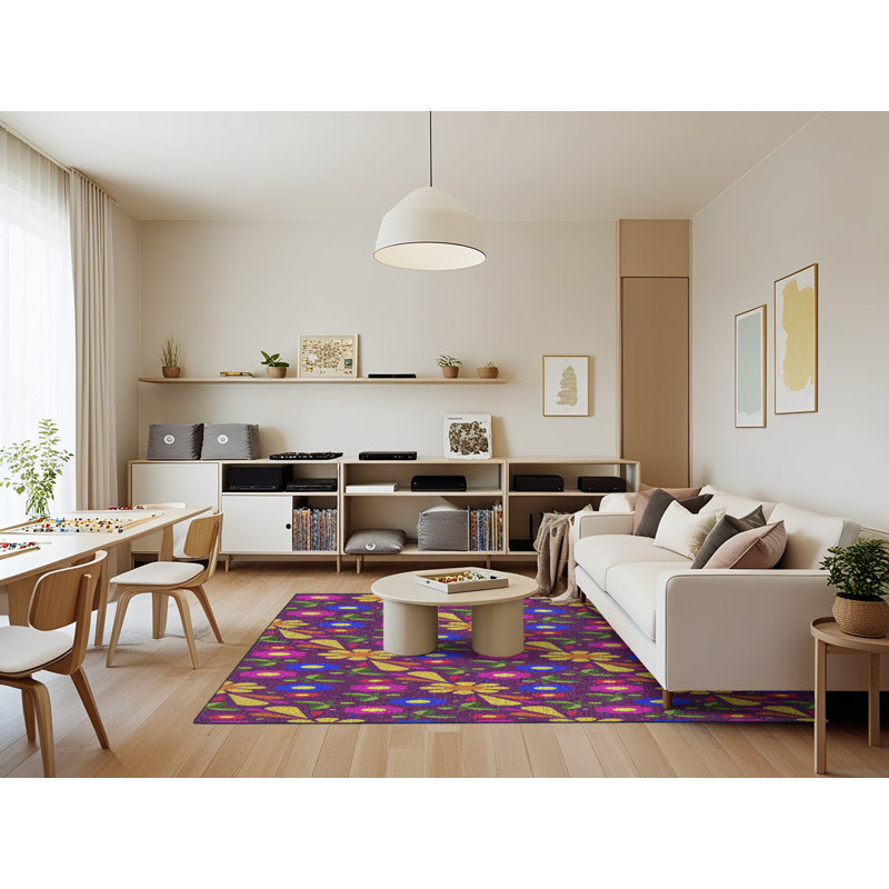 Tapis mauve / brun / rose Power Loom, Rectangle 7 pi x 9 pi