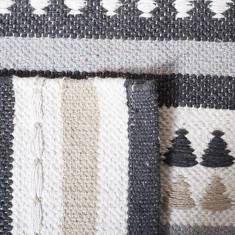 Tapis rayé en coton tissé à la main Montauk, Carré 6 pi