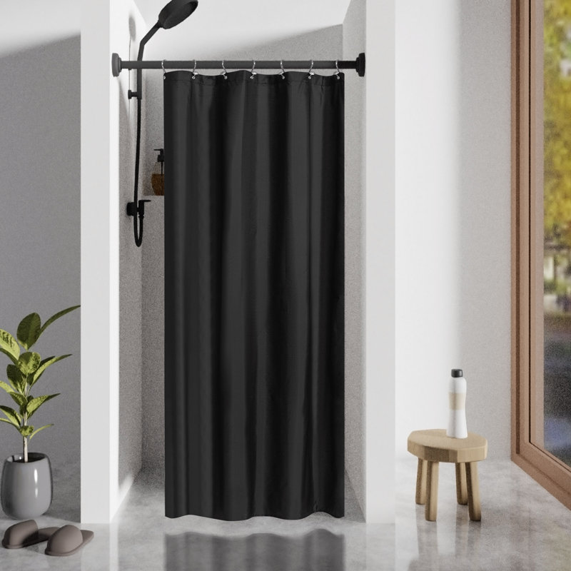 Rideau de douche en tissu hydrofuge, Noir, H 72 po x l 36 po