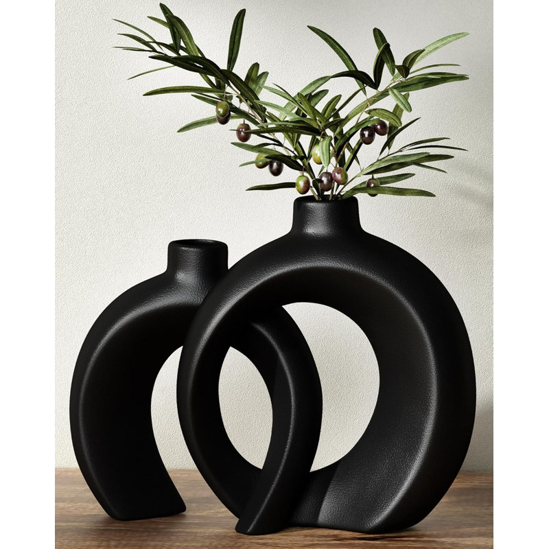Ensemble de 2 vases à beignet noir mat