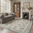 Verdura Floral Machine Washable Beige / Green / Blue Indoor Area Rug with Non-Slip Backing-1629447126