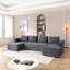 Grand canapé modulaire en forme de U sans dossier de 132 po avec méridienne, siège modulaire en forme de U avec siège profond, canapé confortable avec pochettes et poche latérale, gris, sans assemblage requis - gris-130557510