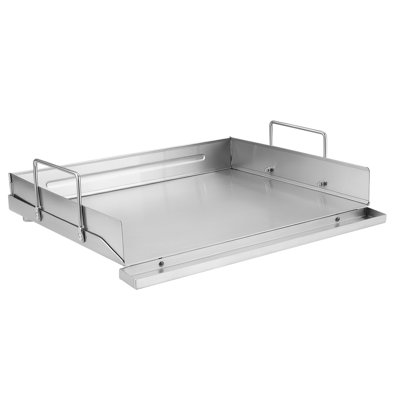 Plaque de cuisson en acier inoxydable de 45 x 40 cm avec poignée, idéale pour le barbecue, les œufs et les hamburgers. Chaleur uniforme. Compatible avec les barbecues à gaz, les cuisinières et les fours.