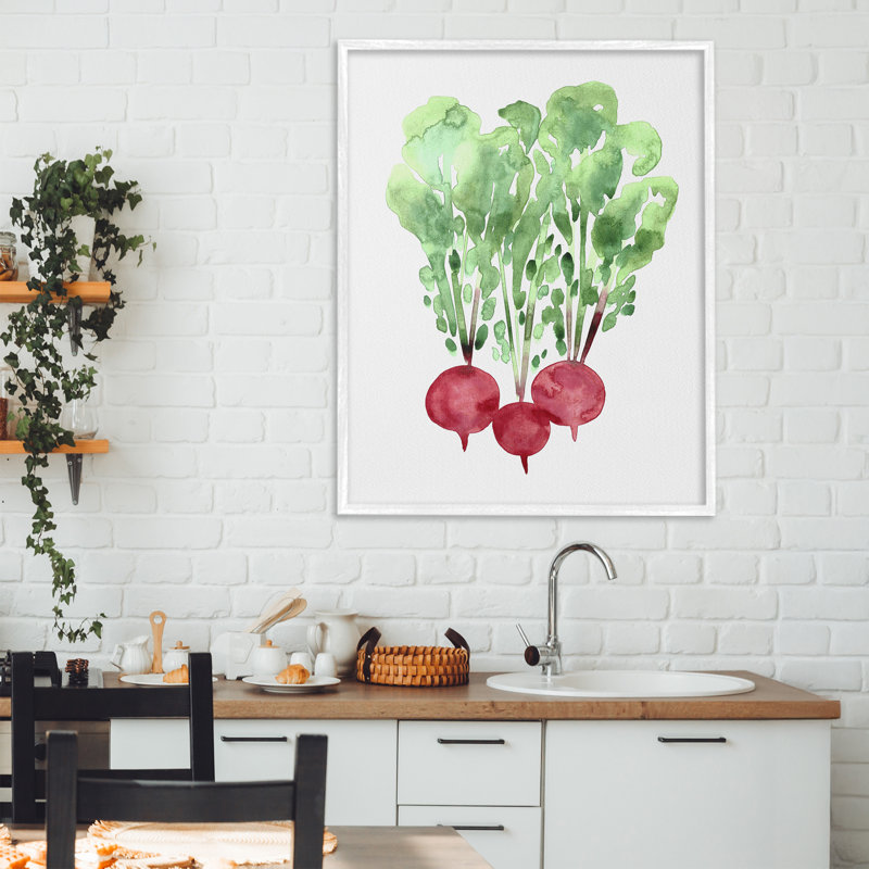 Aquarelle, radis de jardin, estampe numérique, design par Camila Juncos, H 30 po x l 24 po
