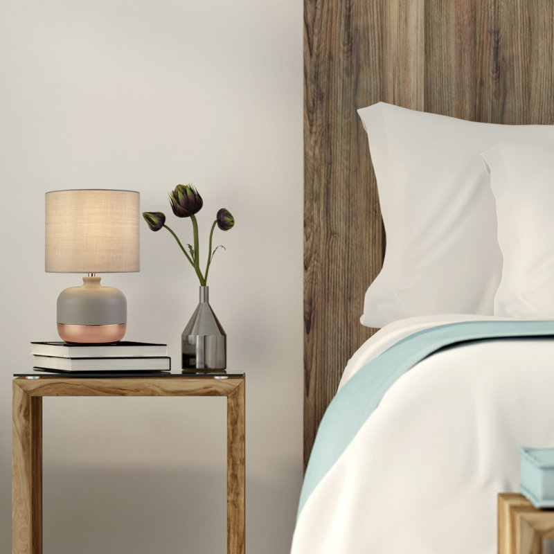 Meola Metal Table Lamp, Grey/Copper, Grey