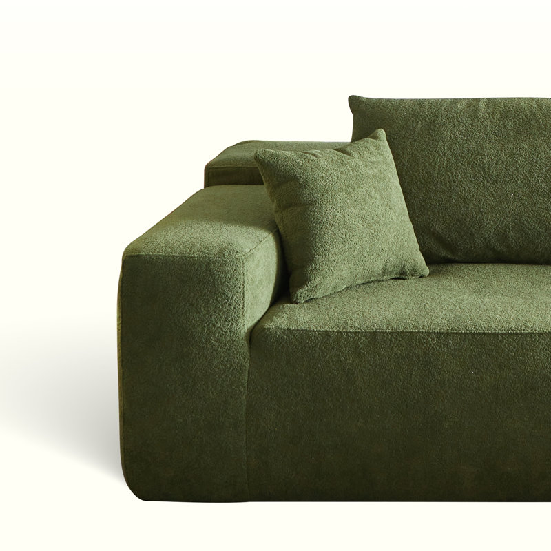 Canapé modulaire rembourré 2 pièces Natick, Accoudoir à droite (vu de face), Polyester vert
