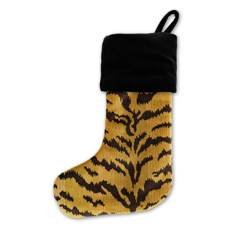 TIGRE DE STOCKAGE / VELOURS, Ivoire / or / noir