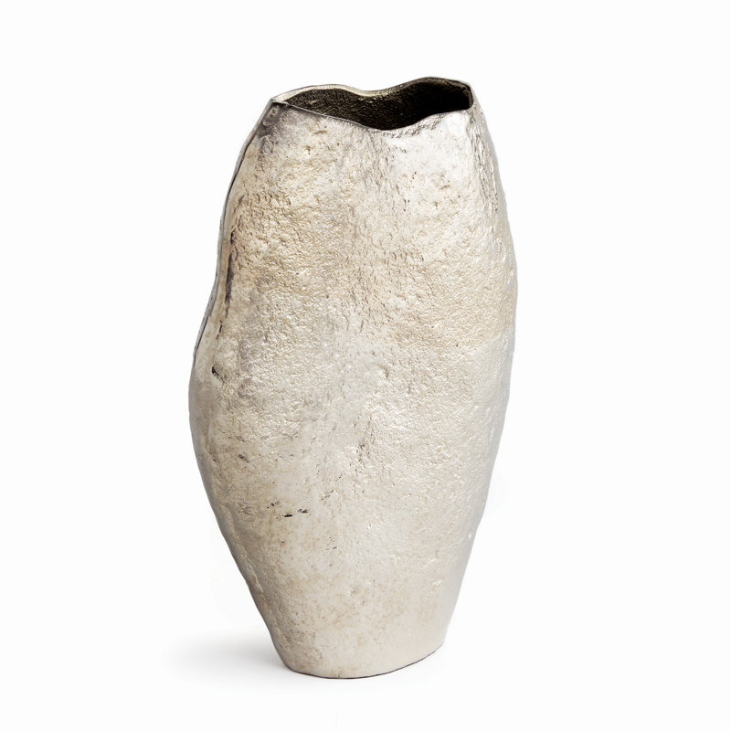 Harlin Short Vase, Silver, 13.25" H x 8" W x 3.75" D