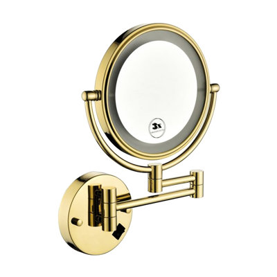 Miroir de maquillage mural à DEL grossissant, 8 pouces, extension de 12 pouces, finition, grossissement 1X / 3X, rotation de 360 degrés, bouton étanche pour le rasage de deux meubles-lavabos à DEL