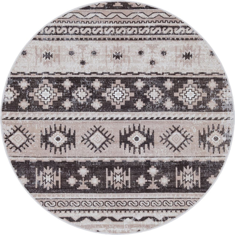 Geometric Indoor Rug, Round 5'3"
