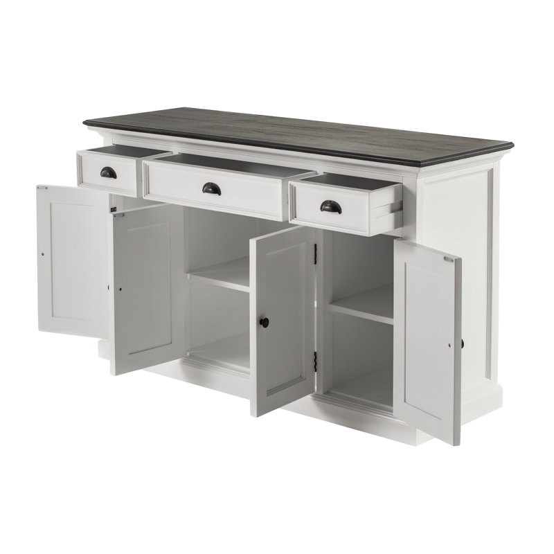 Avelar 57.09 " W Credenza, Classic White/Black