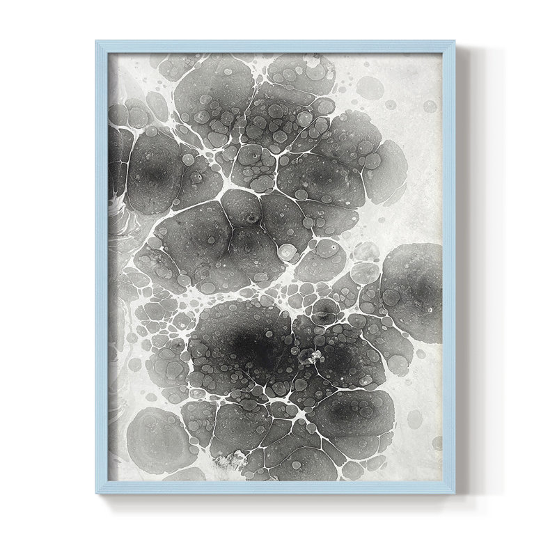 Marbré II, reproduction encadrée - bois massif, H 11 po x l 9 po, Bleu