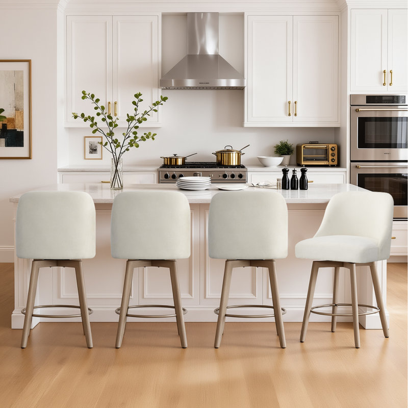 Swivel Upholstered Counter Stool, White