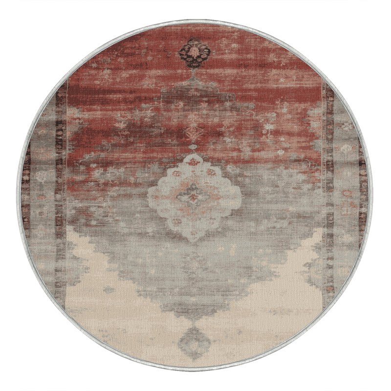 Tapis beige surteint lavable à la machine, Rond 3 pi