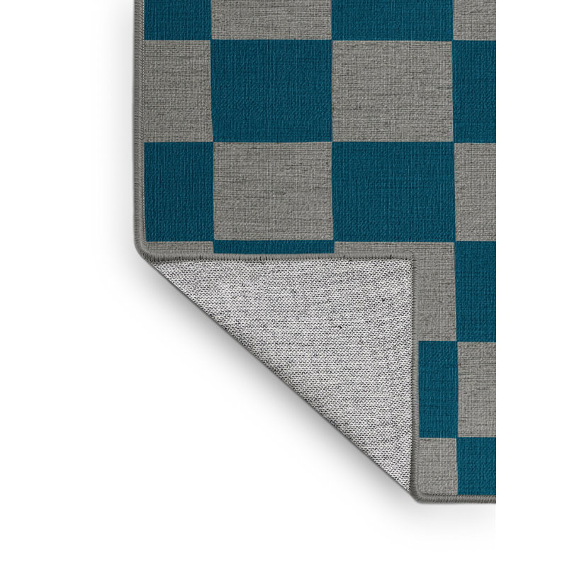 Machine Washable Checkered Green Area Rug, Square 6'