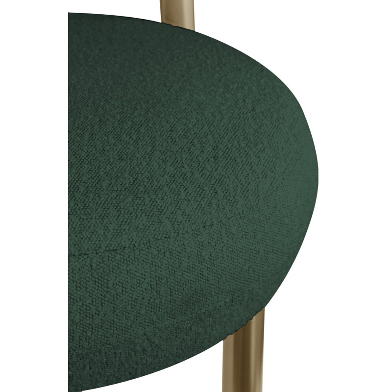 Bordeaux Boucle Fabric Accent Chair, Brass, Green Boucle Fabric