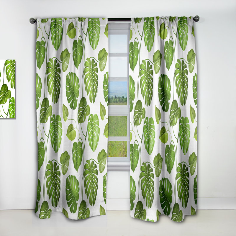 Panneau de rideau simple occultant tropical Mid-Century, L 52 po x L 90 po