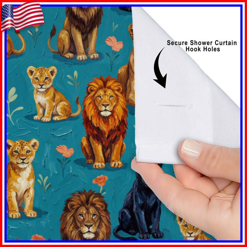 Rideaux de douche à motif Lions and Panthers, 70in W x 72in H