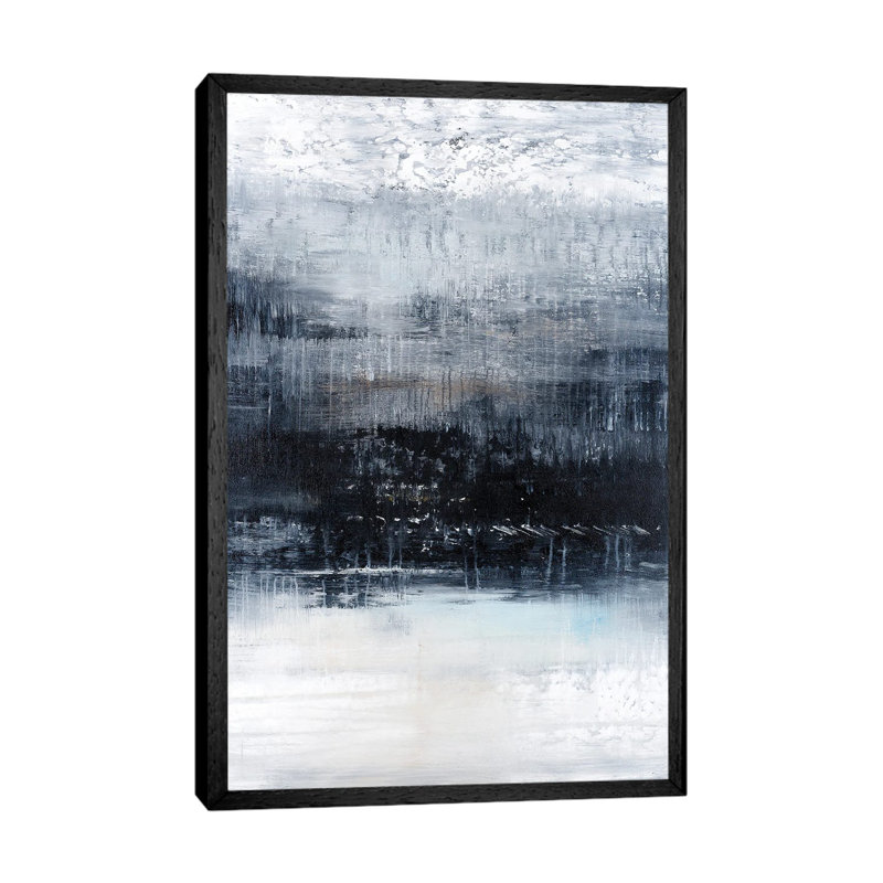 Navy and White 1 Piece Painting on Canvas, 66.04 cm H x 45.72 cm W, Black Framed