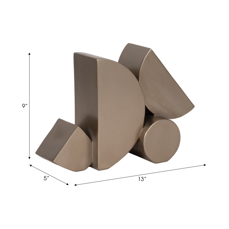 Sculpture Resin Polyresin Abstract Geometric Design Modern Glam for Home Office Bedroom Living Room - 9" Gold & Metallic