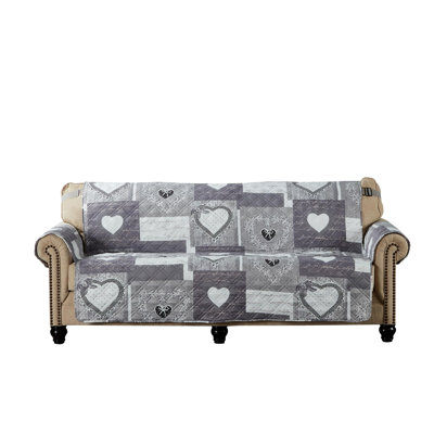 Grey Couch Sofa Slip Cover,Quilted Furniture Protector, 114"W x 76"H