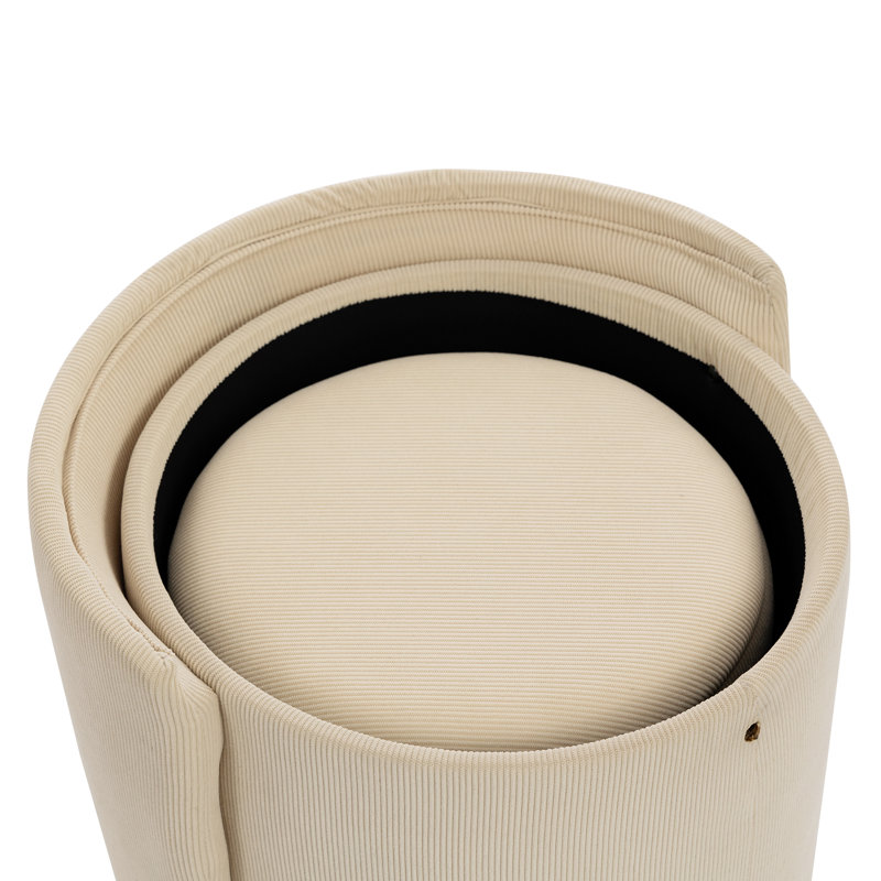 Fauteuil demi-tonneau Modern, Beige, Velours