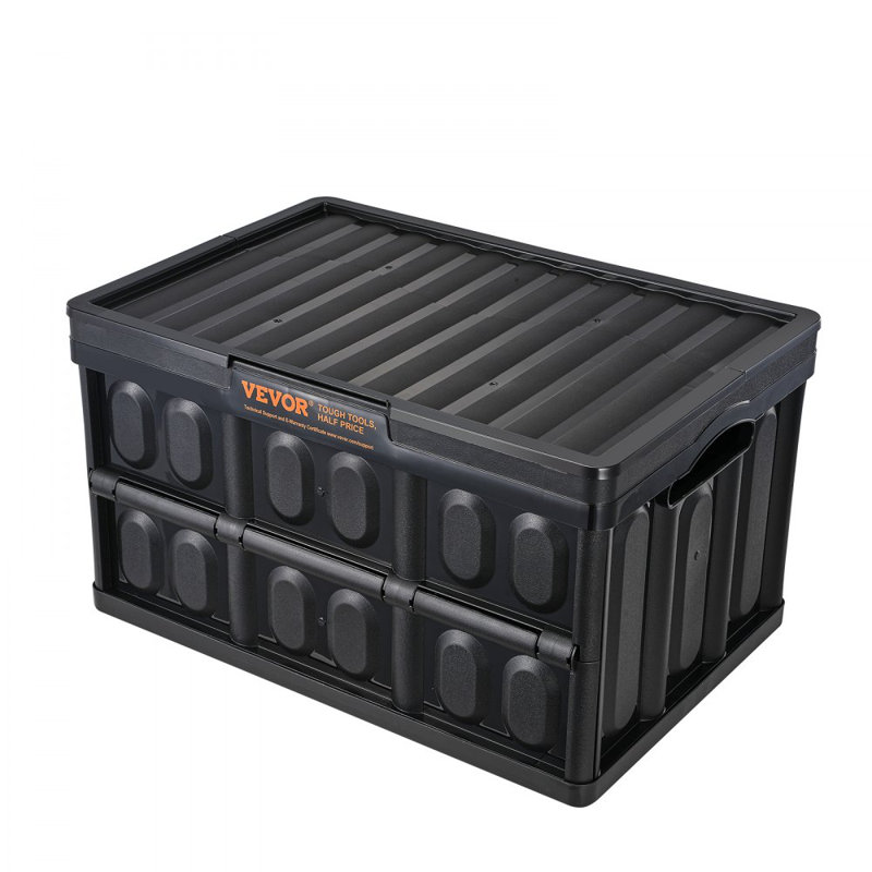 Collapsible Storage Bins with Lids, 45L 3 Packs, Folding Plastic Stackable Utility Crates