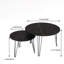 Ensemble de 2 tables basses gigognes rondes de 27,56 po, plateau en marbre et base en métal robuste pour le salon et la chambre à coucher-500714939